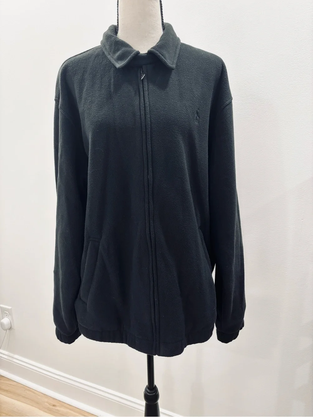 Polo Ralph Lauren Men’s Fleece Jacket Full Zip Black Large L Excellent Condition